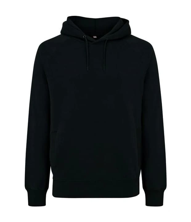 EarthPositive Organic Mens/Unisex Pullover Hoodie in Black, Vorderseite