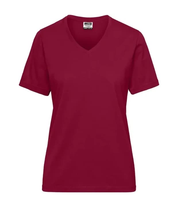 Ladies' BIO Workwear T-Shirt in Wine, Vorderseite