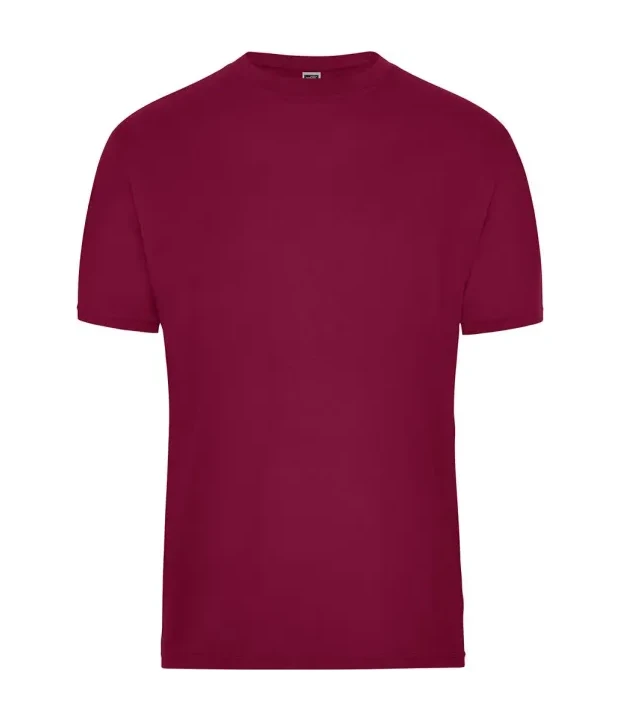 Mens Bio Workwear T-Shirt in Wine, Vorderseite